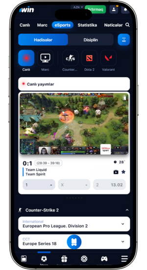 1Win-də eSports tədbirləri və yayımlar