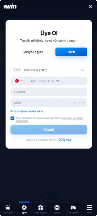 Kayıt 1Win APK