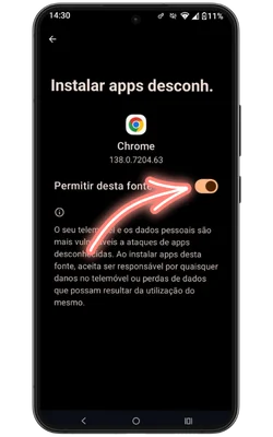 Modificação das configurações de segurança